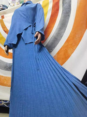 Women’s 2-Piece Lace-Up Shirt & A-Line Skirt Set - Trendy Mix