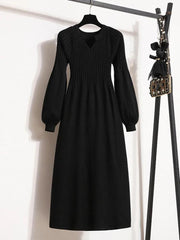 Fall/Winter Lantern Sleeve Knit Sweater Dress - Trendy Mix