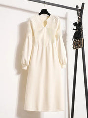 Fall/Winter Lantern Sleeve Knit Sweater Dress - Trendy Mix