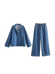 Comfy High-Waist Denim Set - Trendy Mix