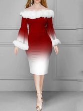 Christmas Print Off-Shoulder Midi Dress - Trendy Mix