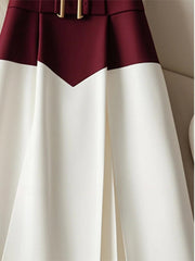 Red & White Patchwork Skirt