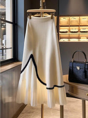 White Apricot Spliced A-Line Skirt - Trendy Mix