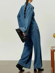 Comfy High-Waist Denim Set - Trendy Mix