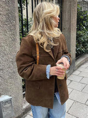 Vintage Luxe Suede Blazer – Autumn 2024 Edition - Trendy Mix