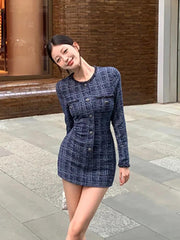 Elegant French Vintage Long-Sleeve Party Dress – Sweet & Chic Mini - Trendy Mix