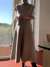 Temperament Turtleneck Irregular Split Vest Pullover Sweater High Waist Slim A-line Skirt Women 2024 Autumn Winter - Trendy Mix