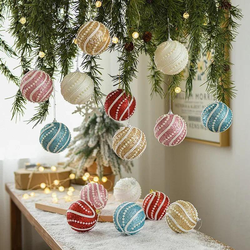 8cm Christmas Ball Hanging Tree Ornament 2024 - Trendy Mix