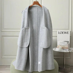 Korean Style Ladies Long Below The Knee Double-Sided Cashmere Coat Fashion Lace-up Hepburn Style Casual Women Woolen Outwear - Trendy Mix