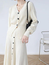 Fashion V-Neck Knitted Two-Piece Set - Trendy Mix