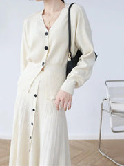 Fashion V-Neck Knitted Two-Piece Set - Trendy Mix