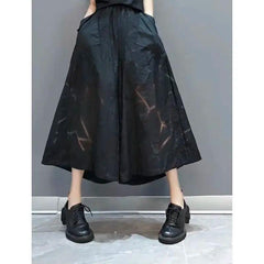 Plus Size Summer High Waist Pants Women 2024 Vintage Wide Leg Pants Casual Irregular Nine Points Ladies Trousers - Trendy Mix