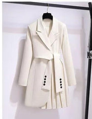 Women Autumn Elegant Blazer Dress Femme 2024 High Quality Office Vintage Designer Lace Up Slim Pleated Party Dress Vestidos - Trendy Mix