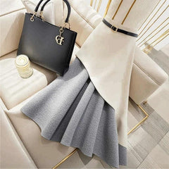 Grey & White Patchwork Skirt