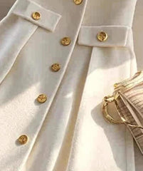 Elegant Single-Breasted Pleated Skirt - Trendy Mix