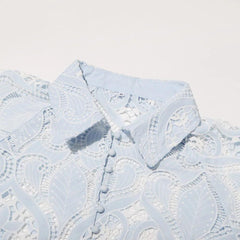 Hollow Out Minimalist Lapel Blouse for Women - Trendy Mix