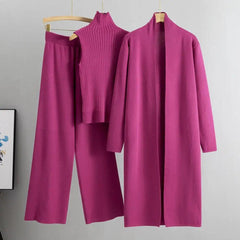 Elastic Waist Wide-Leg Pants 3-Piece Set - Trendy Mix