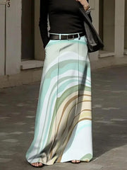 2024 Women's Elegant Printed High-Waist Evening Skirt - Trendy Mix