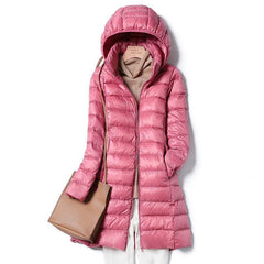 Plus Size Women's Mid-length Lightweight Down Jacket - Trendy Mix