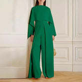 Long Sleeve Wrap Solid Color Zipper Jumpsuit - Trendy Mix