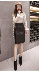 PU Leather Split A Shape Skirt - Trendy Mix