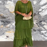 Women's Fashion Temperament Crew Neck Batwing Sleeve Dress - Trendy Mix