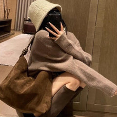 Top Layer Suede Large Capacity Totes - Trendy Mix