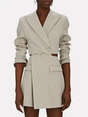 Chic Hollow-out Notched Blazer - Trendy Mix