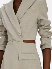 Chic Hollow-out Notched Blazer - Trendy Mix