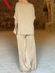 Chic Satin 2-piece Summer Set - Trendy Mix