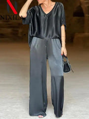 Chic Satin 2-piece Summer Set - Trendy Mix