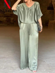 Chic Satin 2-piece Summer Set - Trendy Mix