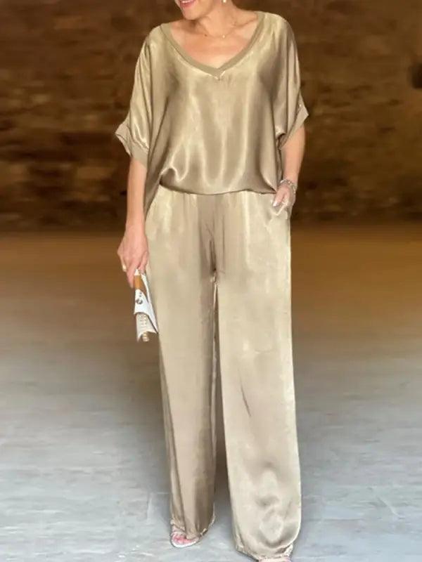 Chic Satin 2-piece Summer Set - Trendy Mix