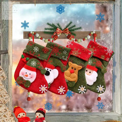 Christmas Stocking With Santa, Snowman, Elk Print - Trendy Mix