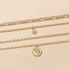 Chunky Gold Coin Necklace For Women - Trendy Mix
