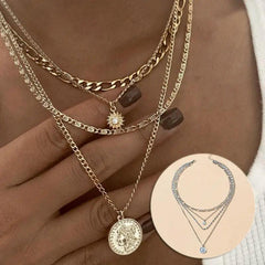 Chunky Gold Coin Necklace For Women - Trendy Mix