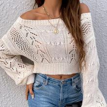 Pullover Short Off-neck Off-the-shoulder Hollow-out Sweater - Trendy Mix