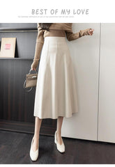 Women's Autumn And Winter High Waist PU Leather Skirt - Trendy Mix
