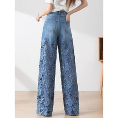 Women's Stitching High Waist Wide Leg Pants - Trendy Mix