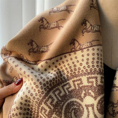 Color Blocking And Matching Cashmere Scarves For Women - Trendy Mix