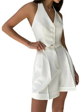 Elegant Open-back Vest & Shorts Set - Trendy Mix