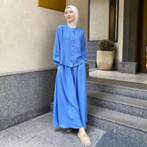 Elegant Muslim Women's Long outfit Solid Colours - Trendy Mix