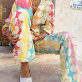 Round Graffiti Trendy Long-sleeve Women's Shirt Outfit - Trendy Mix