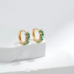 Leaf Inlaid Zircon Emerald Temperament Ear Clip Special-interest Design - Trendy Mix