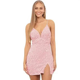 Radiant Rose Red V-neck Mini Cocktail Dress - Trendy Mix