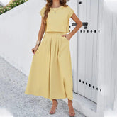 Women’s Minimalist Casual Sleeveless Top And Long Skirt Set - Trendy Mix