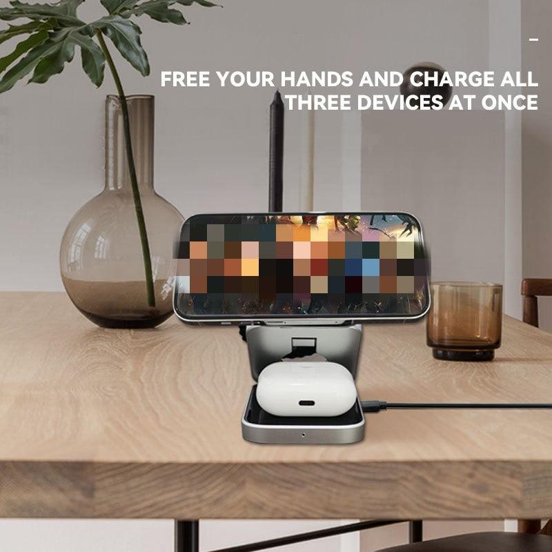 Multi-Device Wireless Charging Station with Foldable Design - Trendy Mix