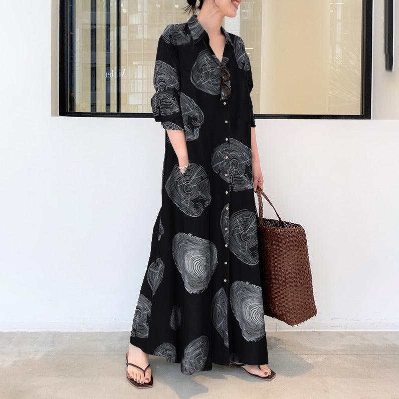 Loose Casual Long Shirt Dress - Trendy Mix