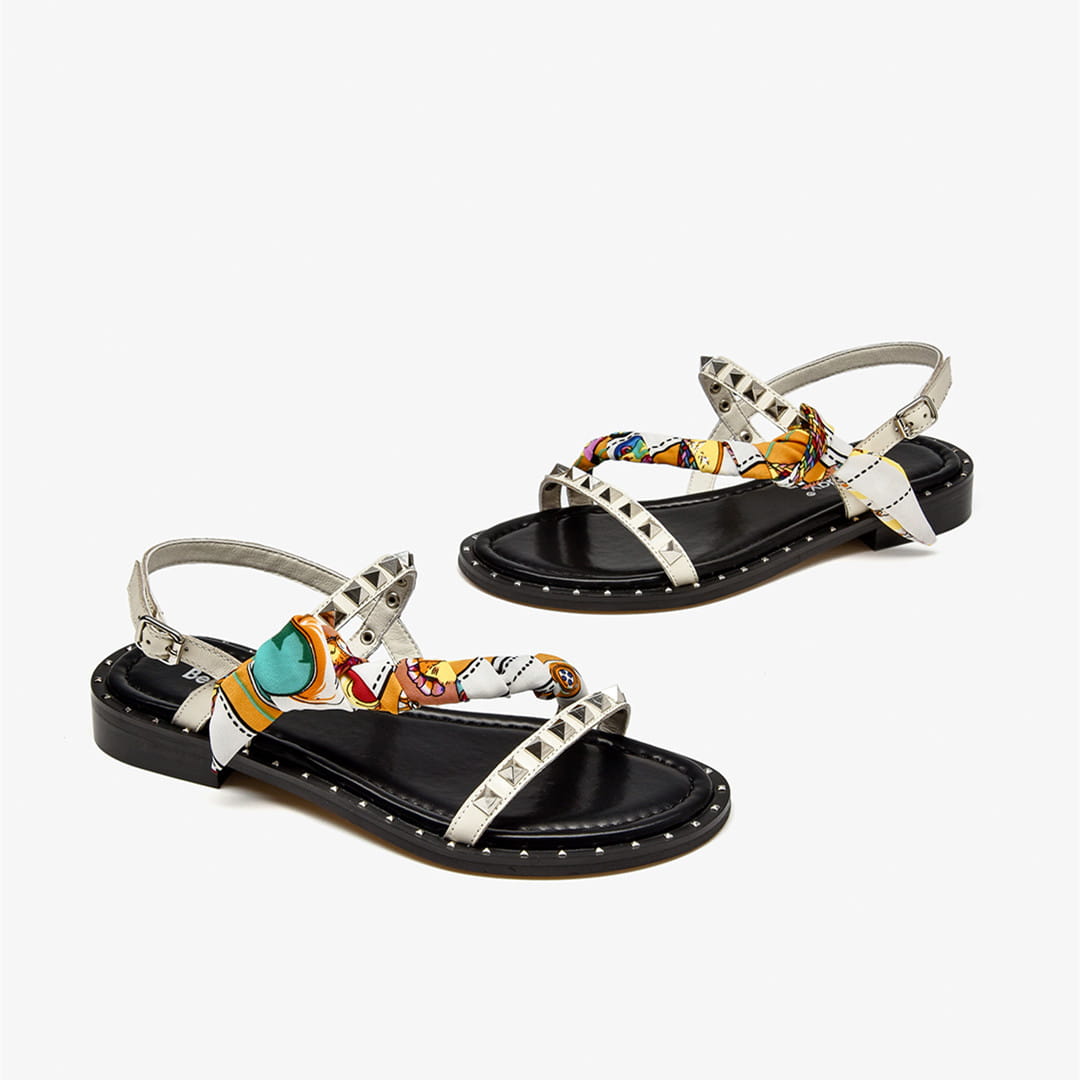 Women’s Studded Leather French Niche Flat Sandals