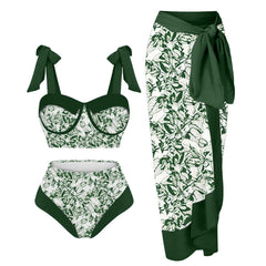 Women's Floral Print 3-Piece Swim Set - Trendy Mix